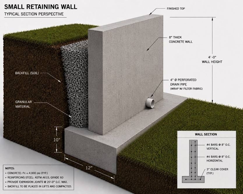 Small retaining wall engineering concept