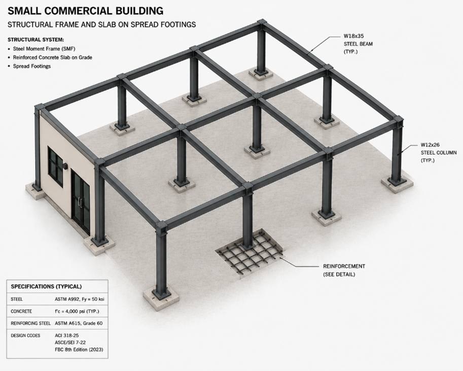 Small commercial structural framing diagram